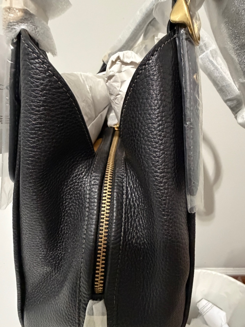 Coach Black Pebbled Leather Shoulder Bag with Gold-Tone Accents - Picture 10 of 10